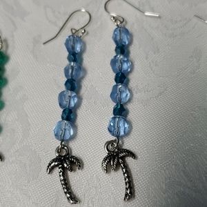 Sterling Silver Pierce Blue Palm Tree Earrings!